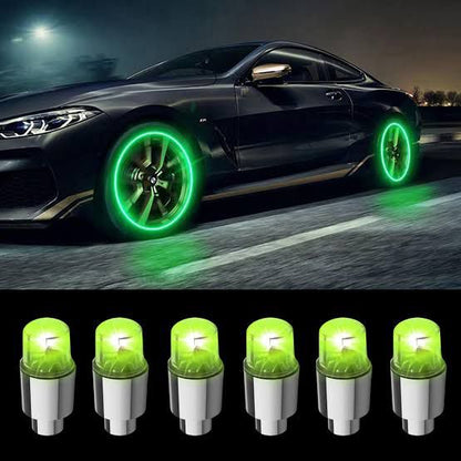 Pack Of Four Glow In The Dark Tire Valve Caps Fluorescent Stem Car Universal Air Cap Auto Covers Cars Motorcycles Suv Trucks Bikes Accessories ( Random Colors )