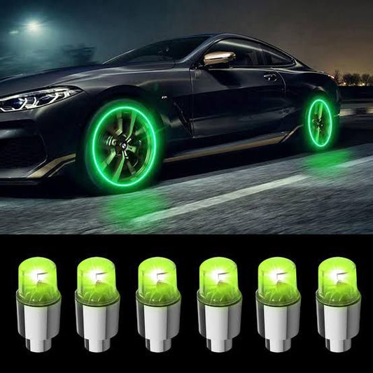 Pack Of Four Glow In The Dark Tire Valve Caps Fluorescent Stem Car Universal Air Cap Auto Covers Cars Motorcycles Suv Trucks Bikes Accessories ( Random Colors )